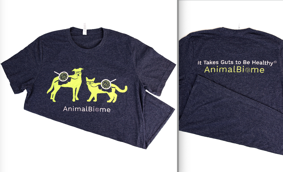 AnimalBiome logo on front of shirt and slogan on the back of shirt